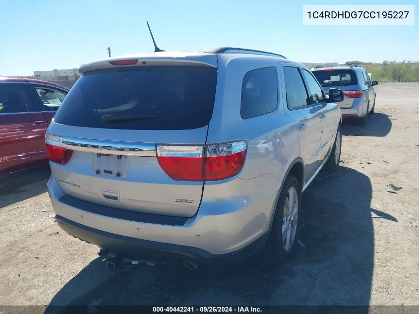 2012 Dodge Durango Crew VIN: 1C4RDHDG7CC195227 Lot: 40442241