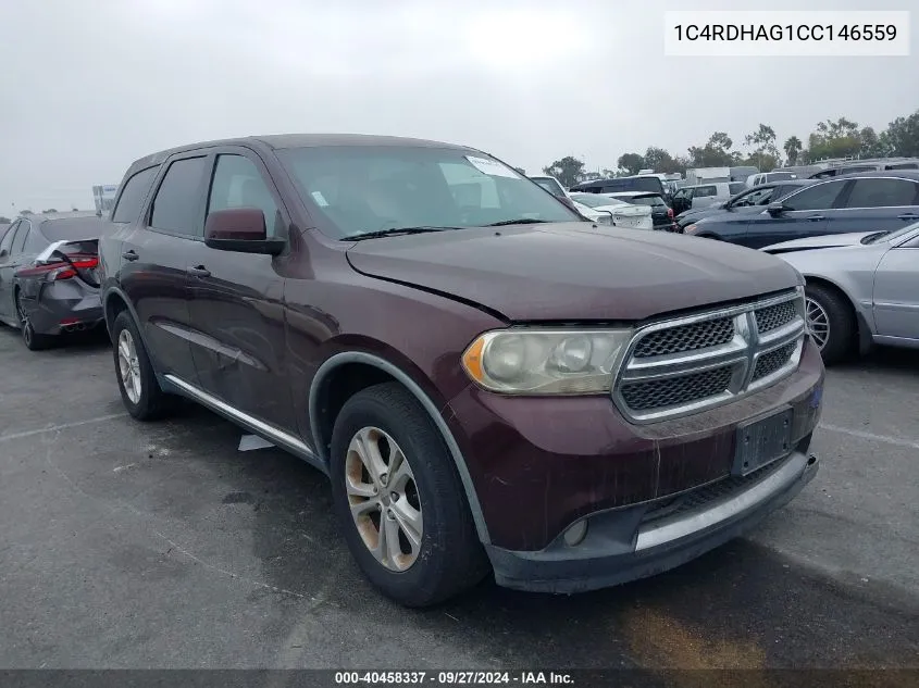 2012 Dodge Durango Sxt VIN: 1C4RDHAG1CC146559 Lot: 40458337