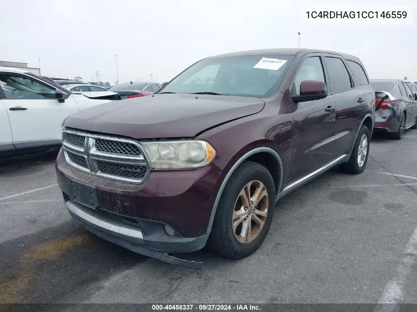 2012 Dodge Durango Sxt VIN: 1C4RDHAG1CC146559 Lot: 40458337