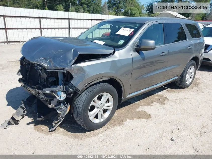 2012 Dodge Durango Sxt VIN: 1C4RDHAG1CC335406 Lot: 40492135