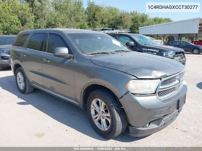 2012 Dodge Durango Sxt VIN: 1C4RDHAGXCCT30277 Lot: 40500834