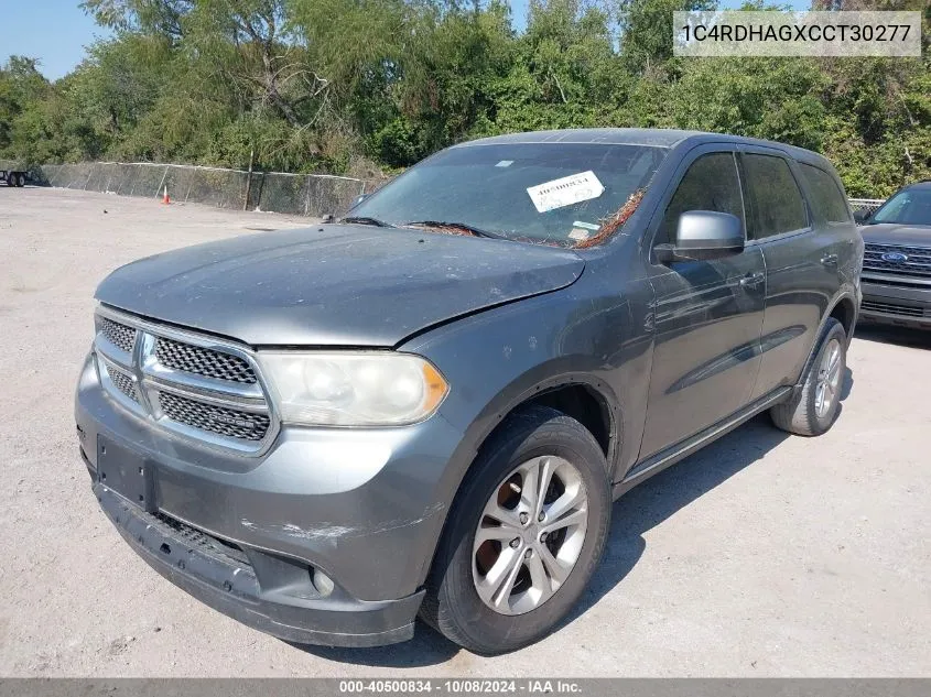 2012 Dodge Durango Sxt VIN: 1C4RDHAGXCCT30277 Lot: 40500834