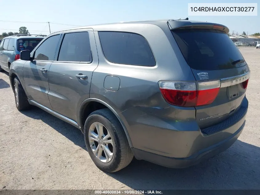 2012 Dodge Durango Sxt VIN: 1C4RDHAGXCCT30277 Lot: 40500834