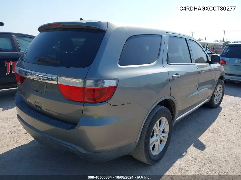 2012 Dodge Durango Sxt VIN: 1C4RDHAGXCCT30277 Lot: 40500834