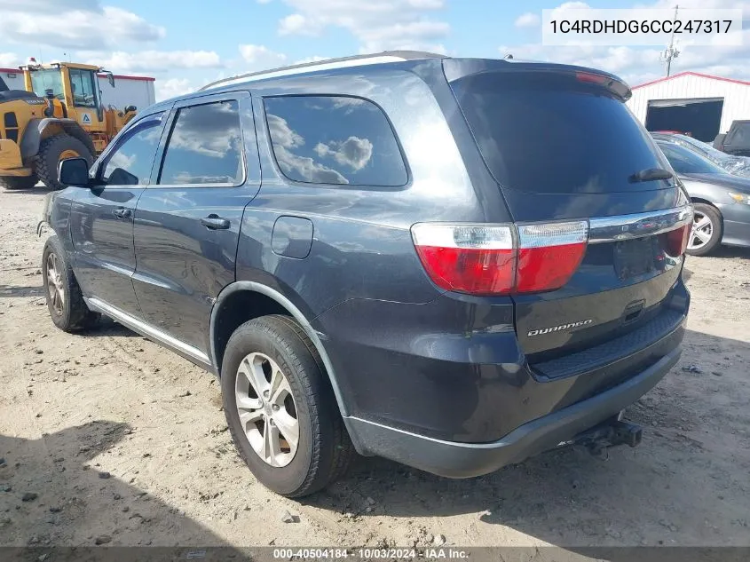 2012 Dodge Durango Crew VIN: 1C4RDHDG6CC247317 Lot: 40504184