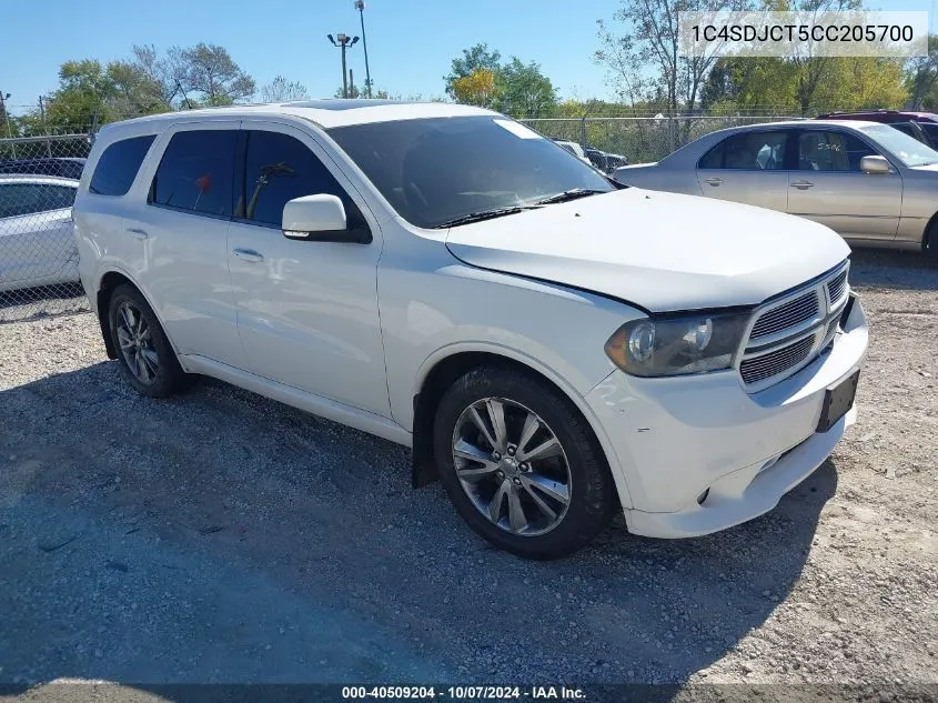 2012 Dodge Durango R/T VIN: 1C4SDJCT5CC205700 Lot: 40509204