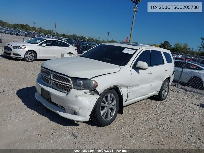 2012 Dodge Durango R/T VIN: 1C4SDJCT5CC205700 Lot: 40509204