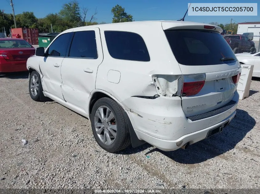 2012 Dodge Durango R/T VIN: 1C4SDJCT5CC205700 Lot: 40509204