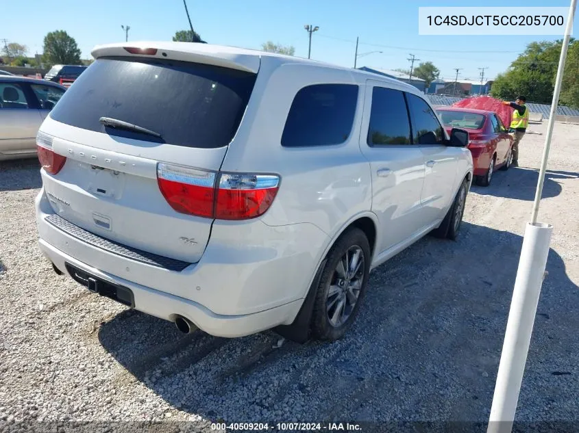 2012 Dodge Durango R/T VIN: 1C4SDJCT5CC205700 Lot: 40509204