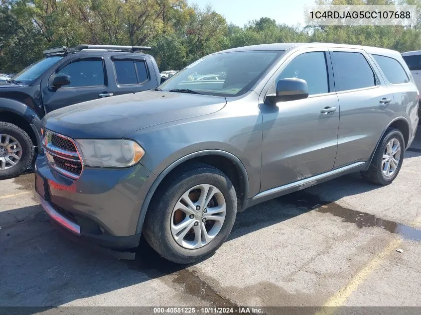 2012 Dodge Durango Sxt VIN: 1C4RDJAG5CC107688 Lot: 40551225