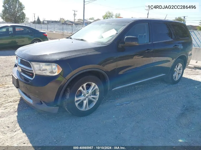 2012 Dodge Durango Sxt VIN: 1C4RDJAG2CC286496 Lot: 40565957