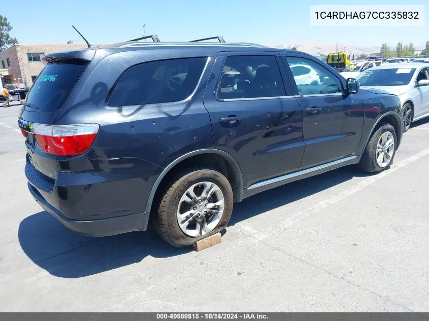 2012 Dodge Durango Sxt VIN: 1C4RDHAG7CC335832 Lot: 40580515