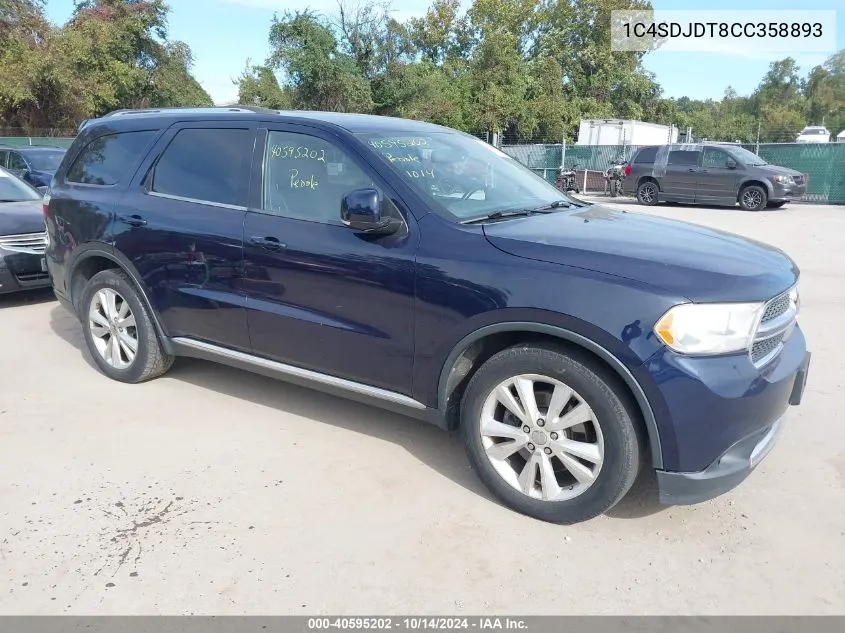 2012 Dodge Durango Crew VIN: 1C4SDJDT8CC358893 Lot: 40595202