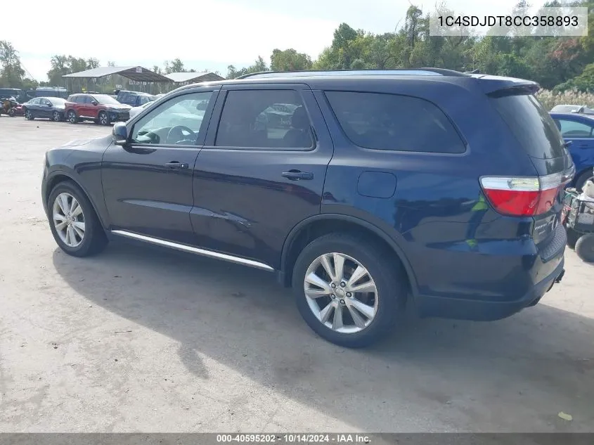 2012 Dodge Durango Crew VIN: 1C4SDJDT8CC358893 Lot: 40595202