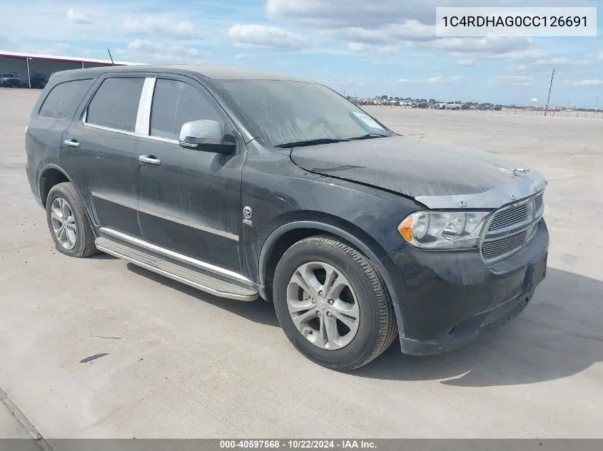 2012 Dodge Durango Sxt VIN: 1C4RDHAG0CC126691 Lot: 40597568