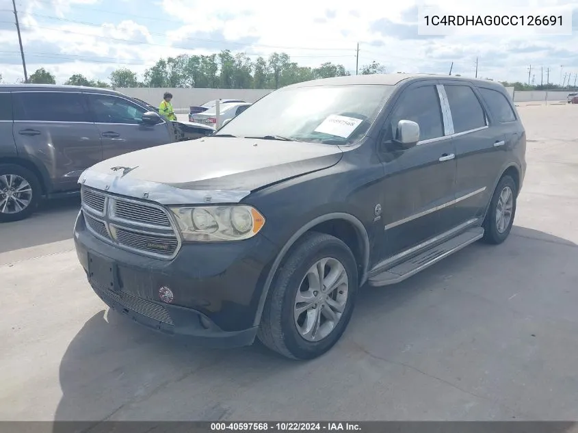 2012 Dodge Durango Sxt VIN: 1C4RDHAG0CC126691 Lot: 40597568