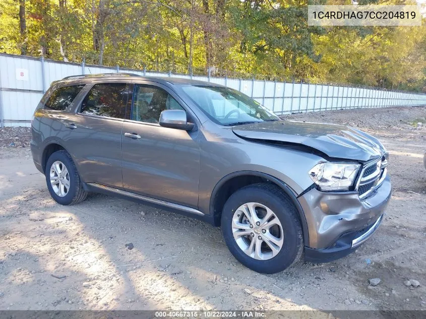 2012 Dodge Durango Sxt VIN: 1C4RDHAG7CC204819 Lot: 40667315