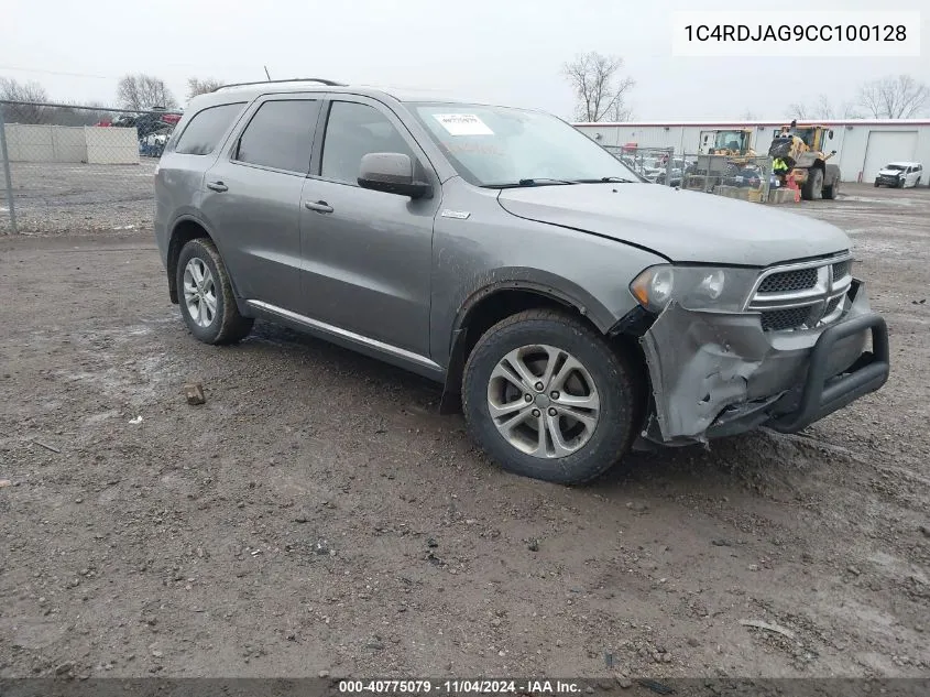 2012 Dodge Durango Sxt VIN: 1C4RDJAG9CC100128 Lot: 40775079