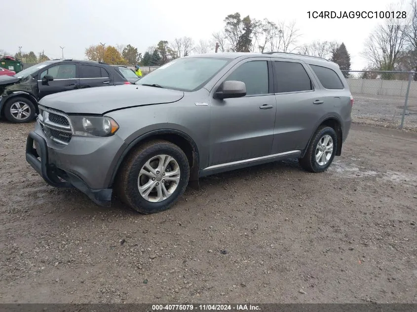 2012 Dodge Durango Sxt VIN: 1C4RDJAG9CC100128 Lot: 40775079