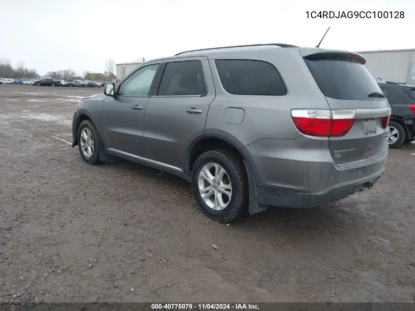 2012 Dodge Durango Sxt VIN: 1C4RDJAG9CC100128 Lot: 40775079