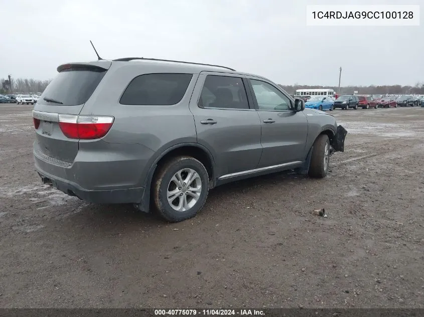 2012 Dodge Durango Sxt VIN: 1C4RDJAG9CC100128 Lot: 40775079