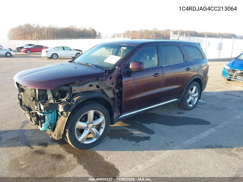 2012 Dodge Durango Sxt VIN: 1C4RDJAG4CC213064 Lot: 40805327