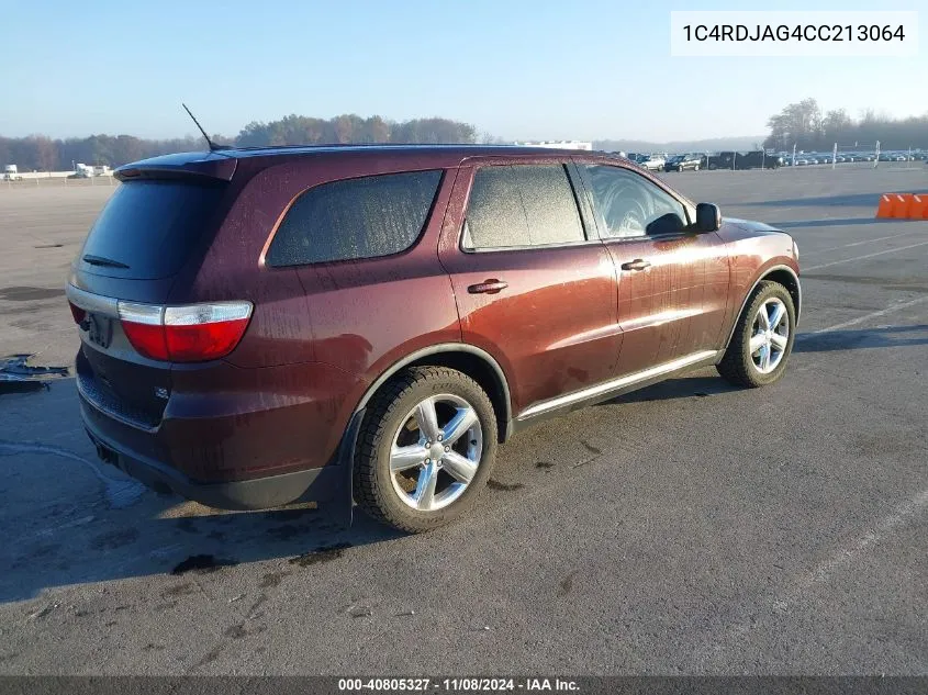 2012 Dodge Durango Sxt VIN: 1C4RDJAG4CC213064 Lot: 40805327