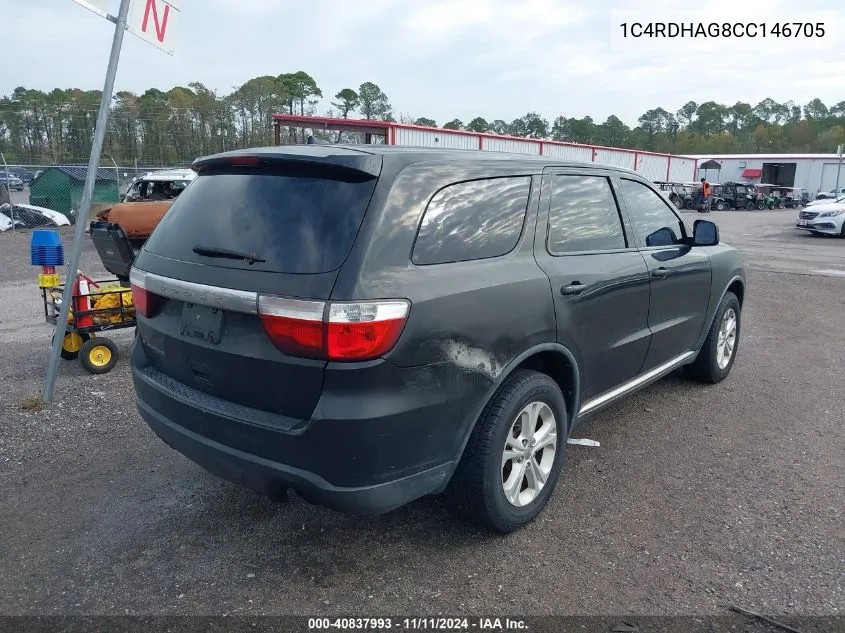 2012 Dodge Durango Sxt VIN: 1C4RDHAG8CC146705 Lot: 40837993