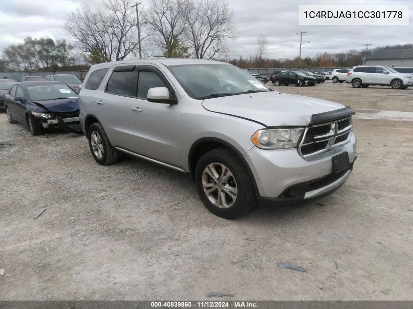 1C4RDJAG1CC301778 2012 Dodge Durango Sxt