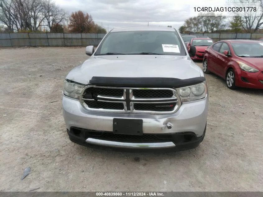 1C4RDJAG1CC301778 2012 Dodge Durango Sxt