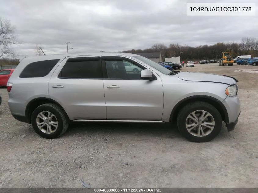 1C4RDJAG1CC301778 2012 Dodge Durango Sxt