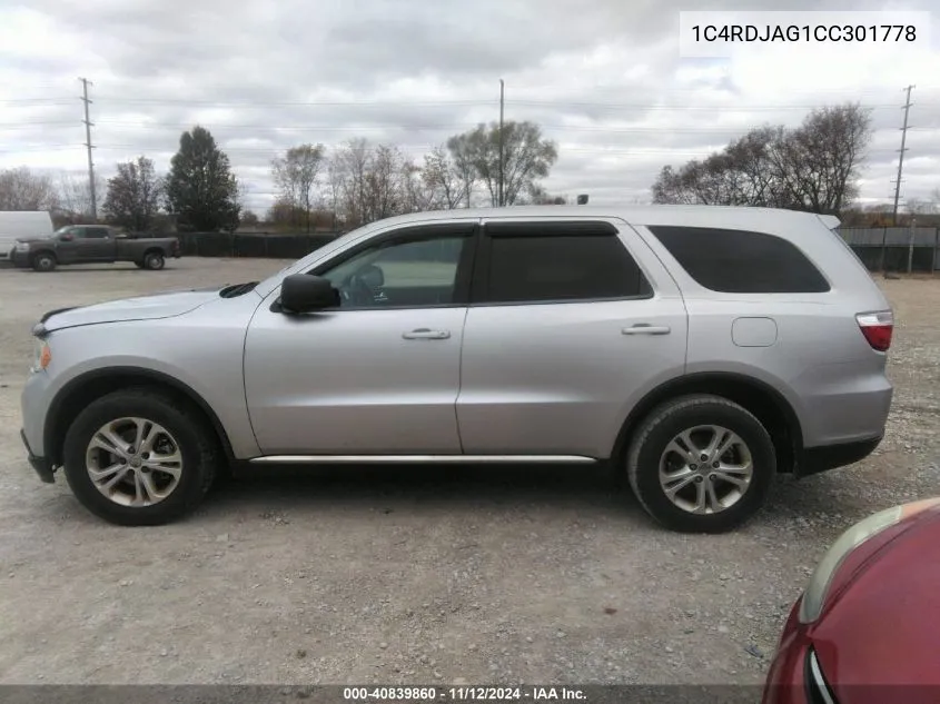 1C4RDJAG1CC301778 2012 Dodge Durango Sxt