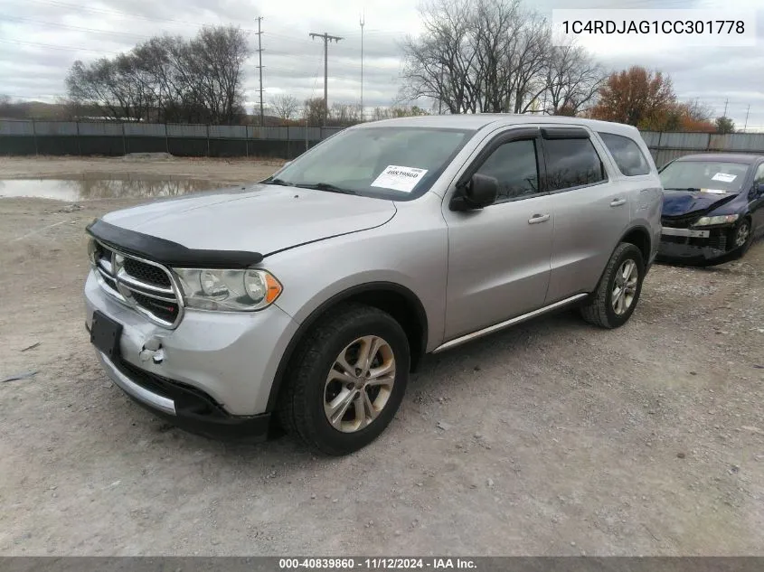 1C4RDJAG1CC301778 2012 Dodge Durango Sxt