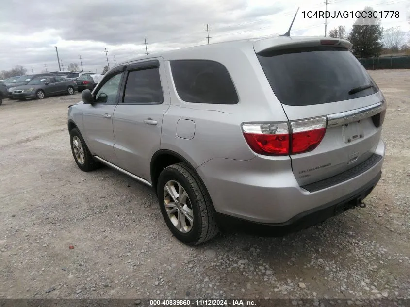 1C4RDJAG1CC301778 2012 Dodge Durango Sxt