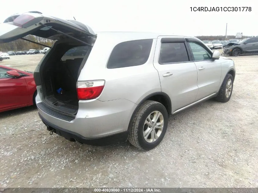 1C4RDJAG1CC301778 2012 Dodge Durango Sxt