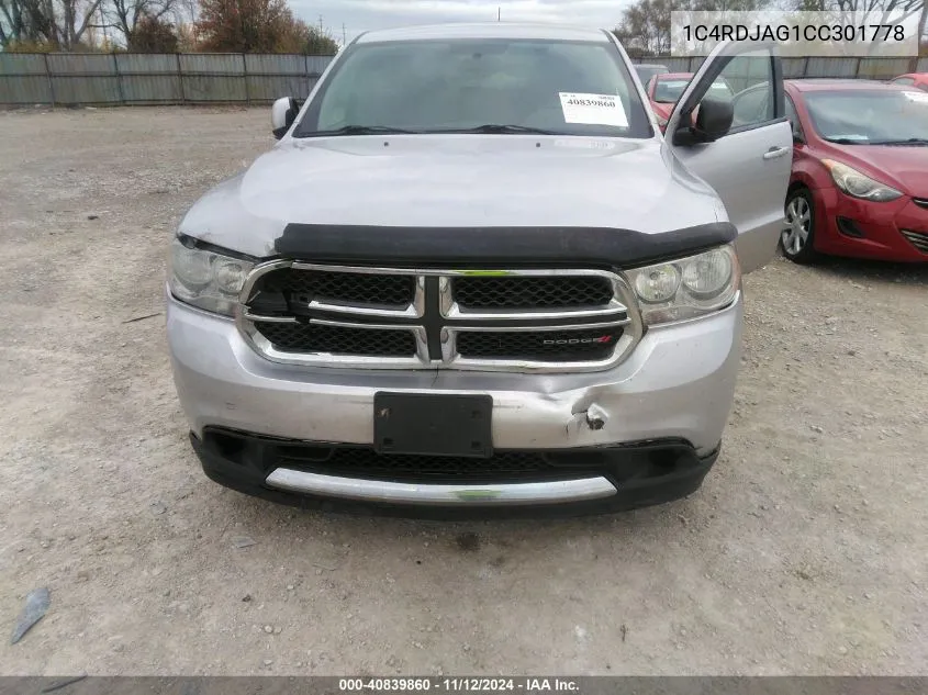 1C4RDJAG1CC301778 2012 Dodge Durango Sxt