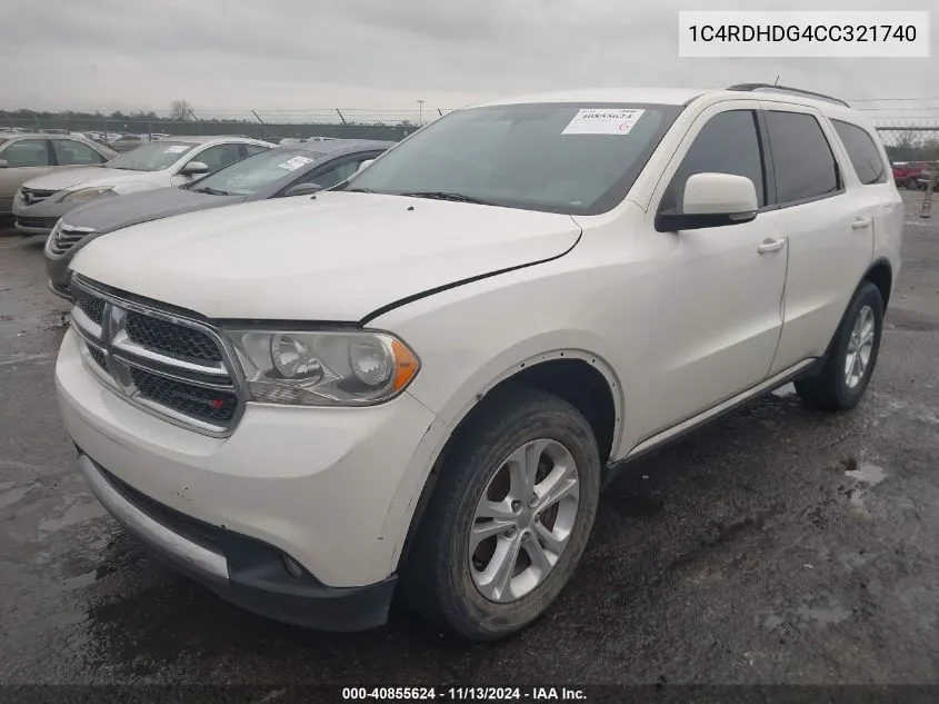 2012 Dodge Durango Crew VIN: 1C4RDHDG4CC321740 Lot: 40855624