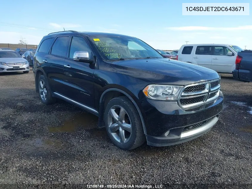 2013 Dodge Durango Citadel VIN: 1C4SDJET2DC643671 Lot: 12108749