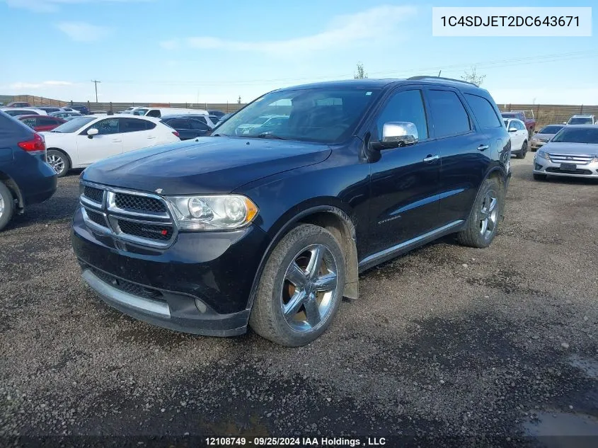 1C4SDJET2DC643671 2013 Dodge Durango Citadel