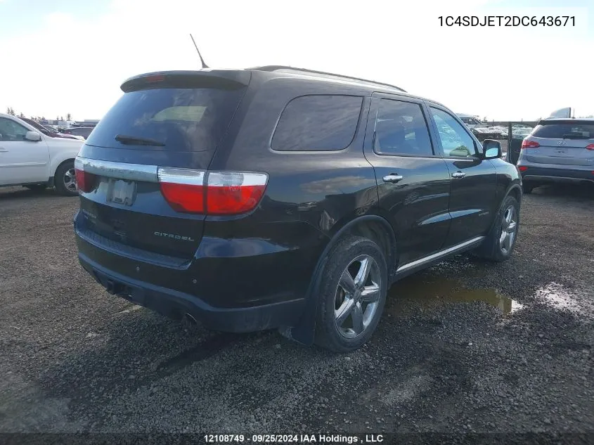 2013 Dodge Durango Citadel VIN: 1C4SDJET2DC643671 Lot: 12108749