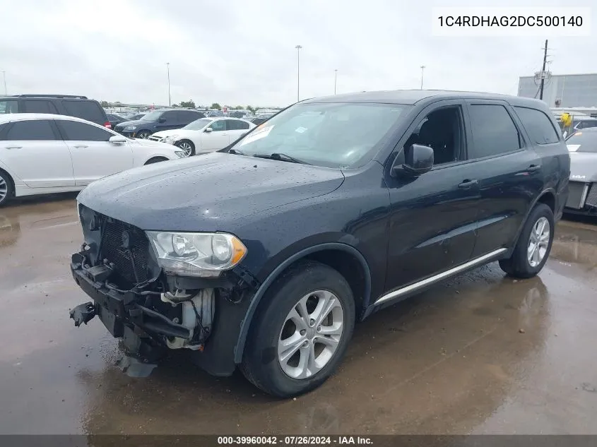 2013 Dodge Durango Sxt VIN: 1C4RDHAG2DC500140 Lot: 39960042