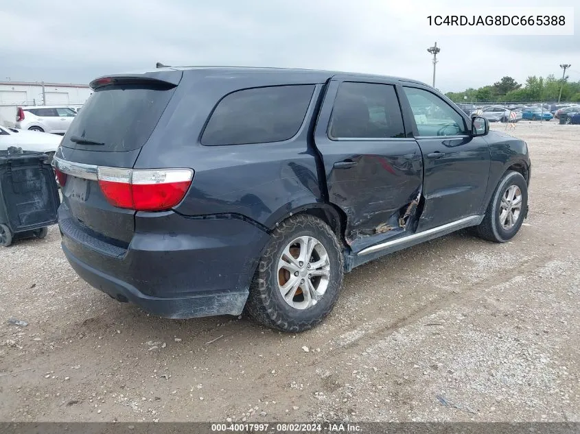 2013 Dodge Durango Sxt VIN: 1C4RDJAG8DC665388 Lot: 40017997