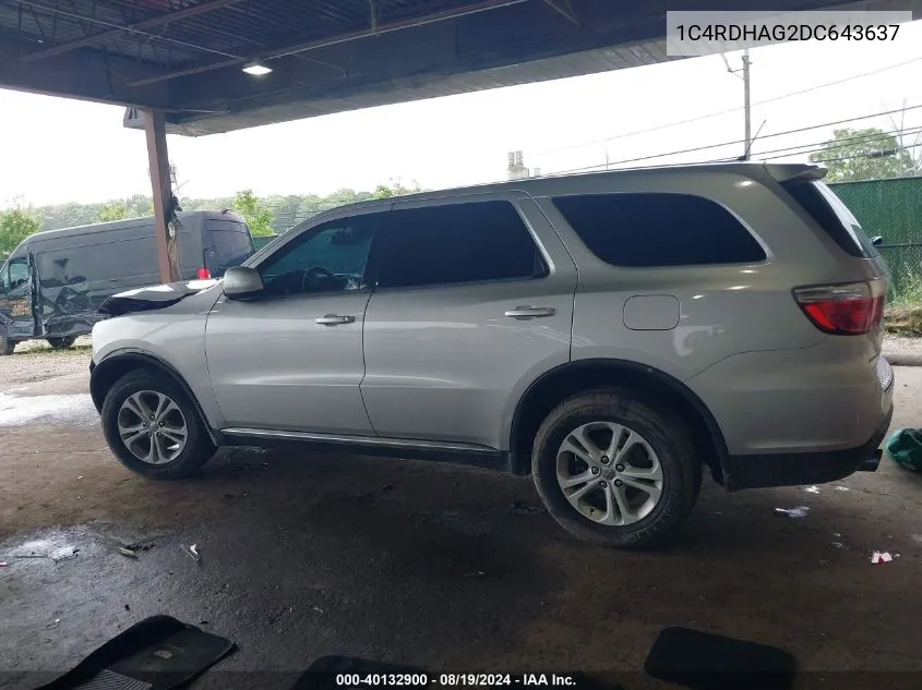 2013 Dodge Durango Sxt VIN: 1C4RDHAG2DC643637 Lot: 40132900