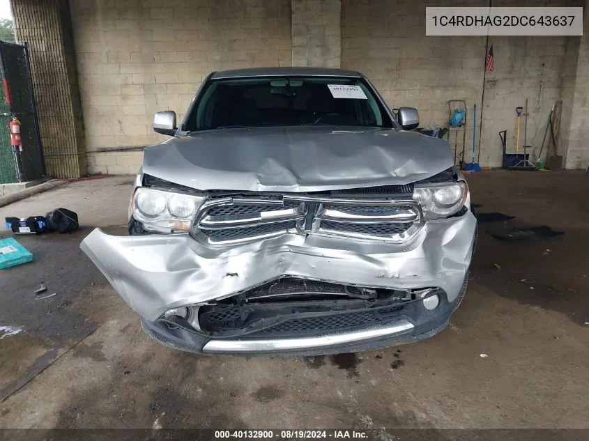 1C4RDHAG2DC643637 2013 Dodge Durango Sxt