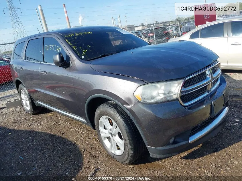 2013 Dodge Durango Sxt VIN: 1C4RDHAG0DC692772 Lot: 40155370