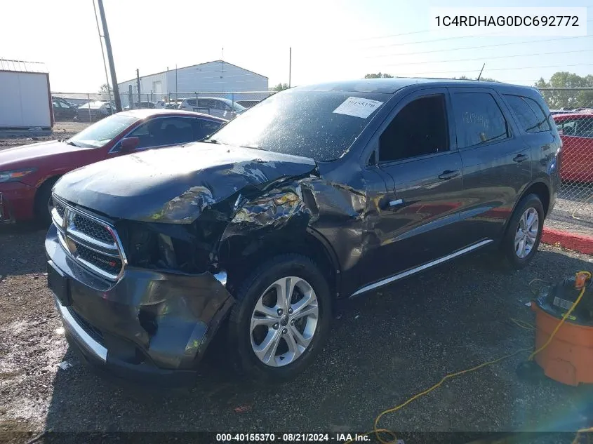 2013 Dodge Durango Sxt VIN: 1C4RDHAG0DC692772 Lot: 40155370