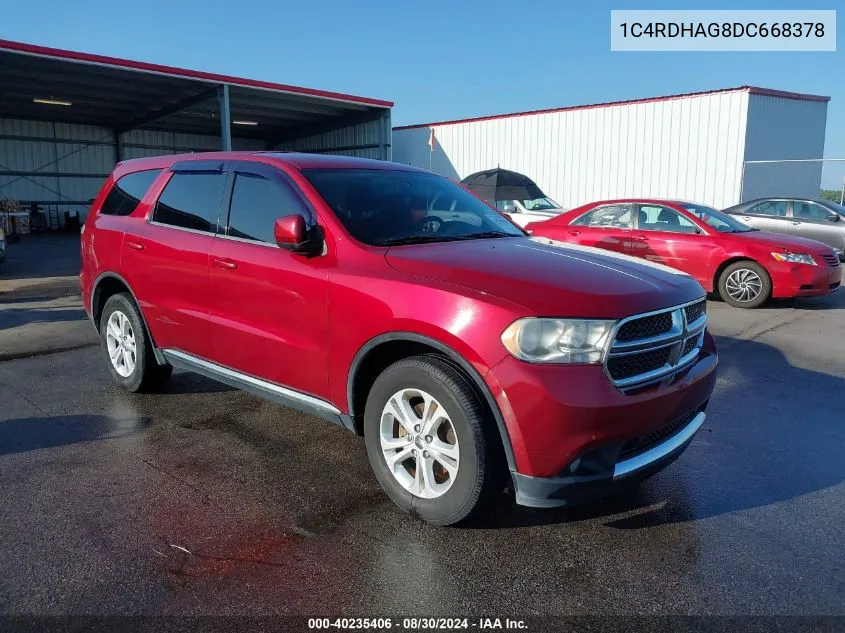 2013 Dodge Durango Sxt VIN: 1C4RDHAG8DC668378 Lot: 40235406