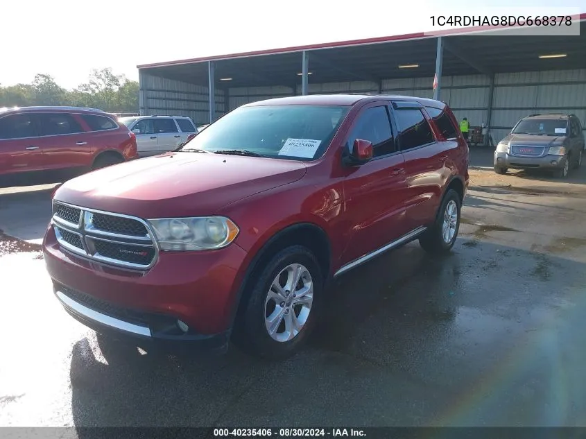 2013 Dodge Durango Sxt VIN: 1C4RDHAG8DC668378 Lot: 40235406