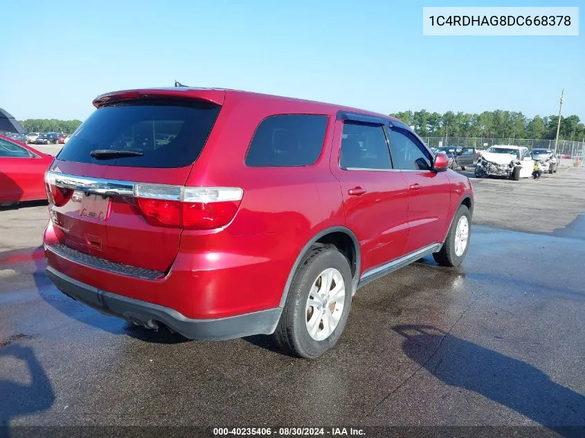 2013 Dodge Durango Sxt VIN: 1C4RDHAG8DC668378 Lot: 40235406