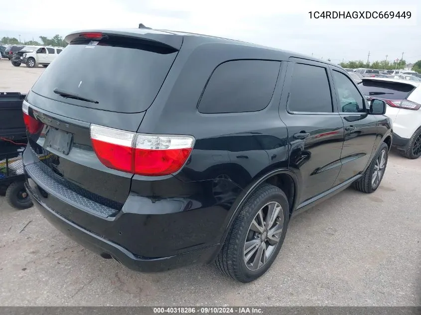 2013 Dodge Durango Sxt VIN: 1C4RDHAGXDC669449 Lot: 40318286